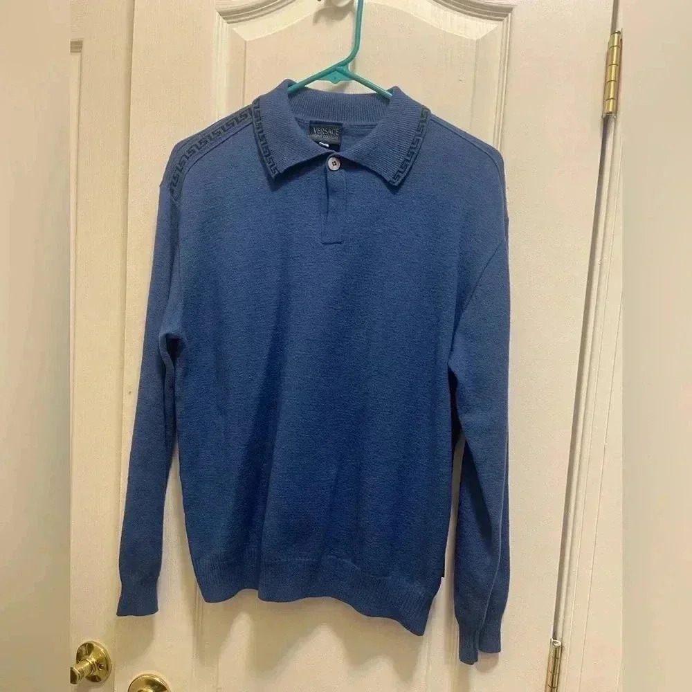 Authentic Versace blue tops. condition shoulder and collars with Versace logs